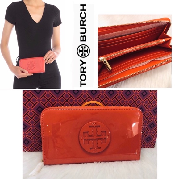 Tory Burch Wallet | Stacked Logo | Patent Leather - Picture 2 of 8